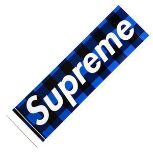 Supreme Buffalo Plaid Sticker Blue