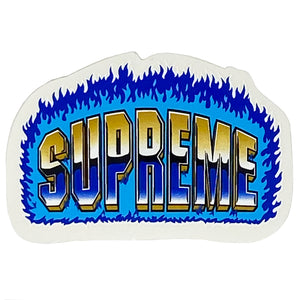Supreme Chrome Fire Sticker Blue