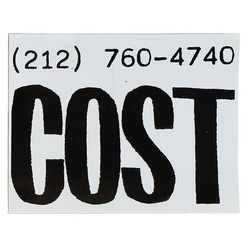 Supreme Cost Phone Number Sticker