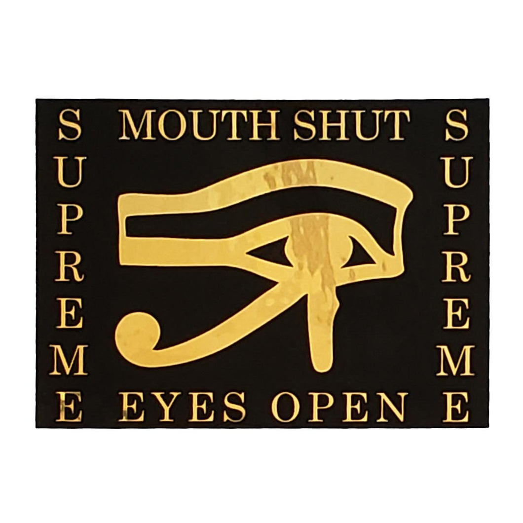 Supreme Mouth Shut Eyes Open Sticker Gold