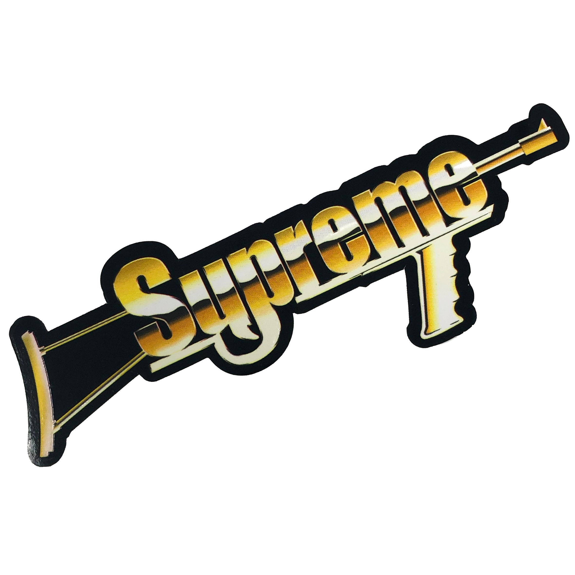 Brand Supreme Logo Sticker Louis Vuitton, Gold gun transparent