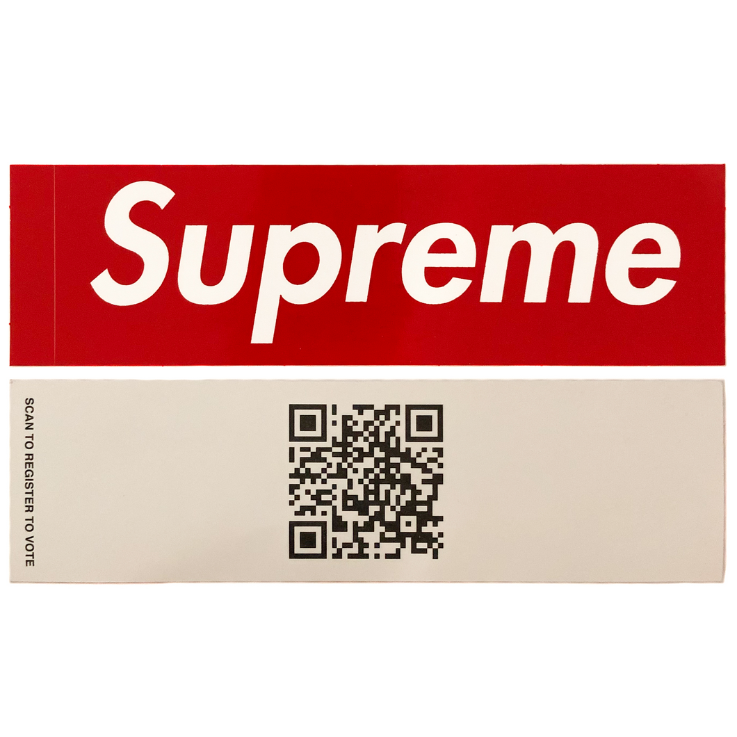 Supreme Register To Vote QR Code Box Logo Sticker