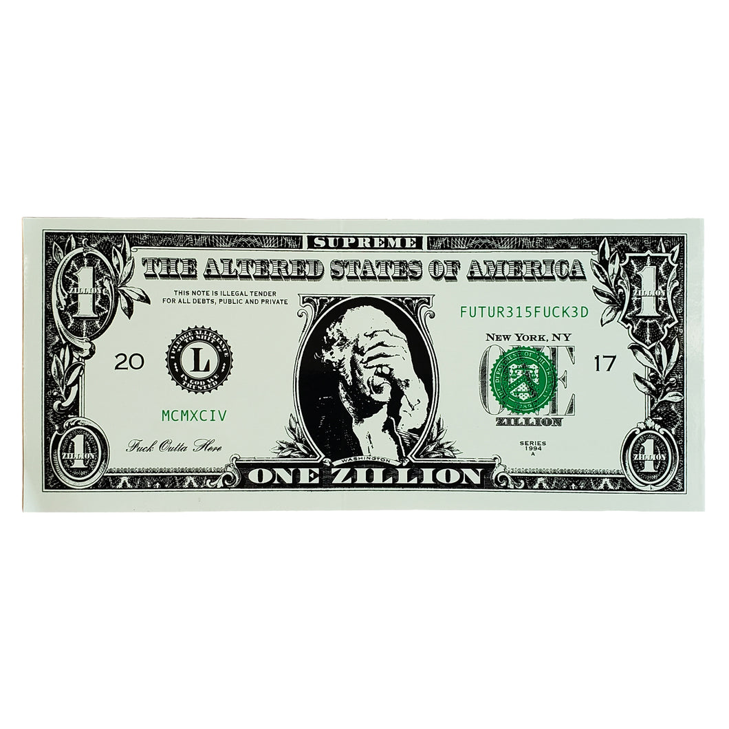 Supreme Zillion Dollar Bill Sticker