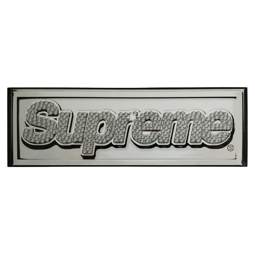 Supreme Original Bling Box Logo Sticker Platinum Silver